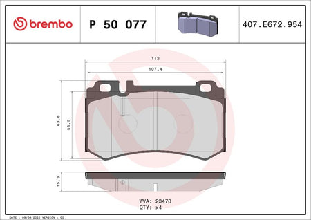 Brembo P50077 Brake Pad Set, disc brake - 1