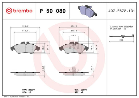 Brembo P50080 Brake Pad Set, disc brake - 1