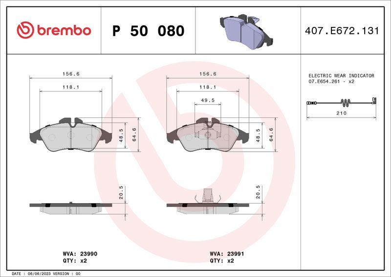 Brembo P50080 Brake Pad Set, disc brake - 1
