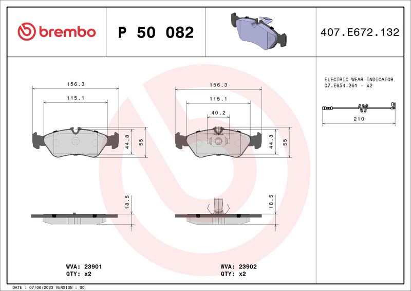 Brembo P50082 Brake Pad Set, disc brake - 1