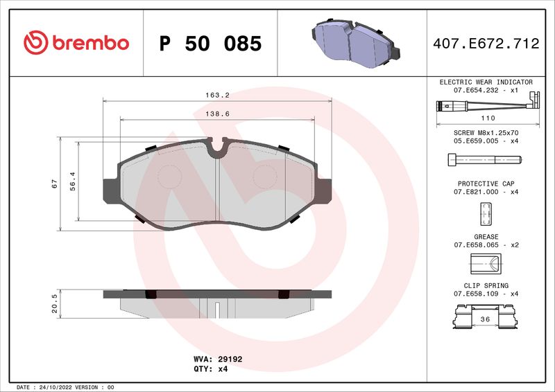 Brembo P50085 Brake Pad Set, disc brake - 1