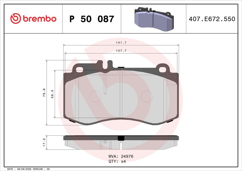 Brembo P50087 Brake Pad Set, disc brake - 1