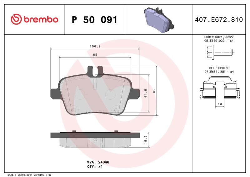 Brembo P50091 Brake Pad Set, disc brake - 1
