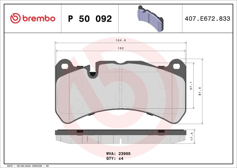 Brembo P50092 Brake Pad Set, disc brake - 1