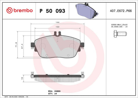 Brembo P50093 Brake Pad Set, disc brake - 1