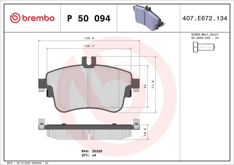 Brembo P50094 Brake Pad Set, disc brake - 1