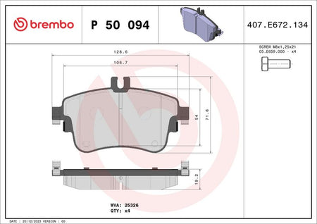 Brembo P50094 Brake Pad Set, disc brake - 1