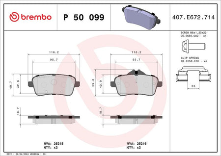 Brembo P50099 Brake Pad Set, disc brake - 1