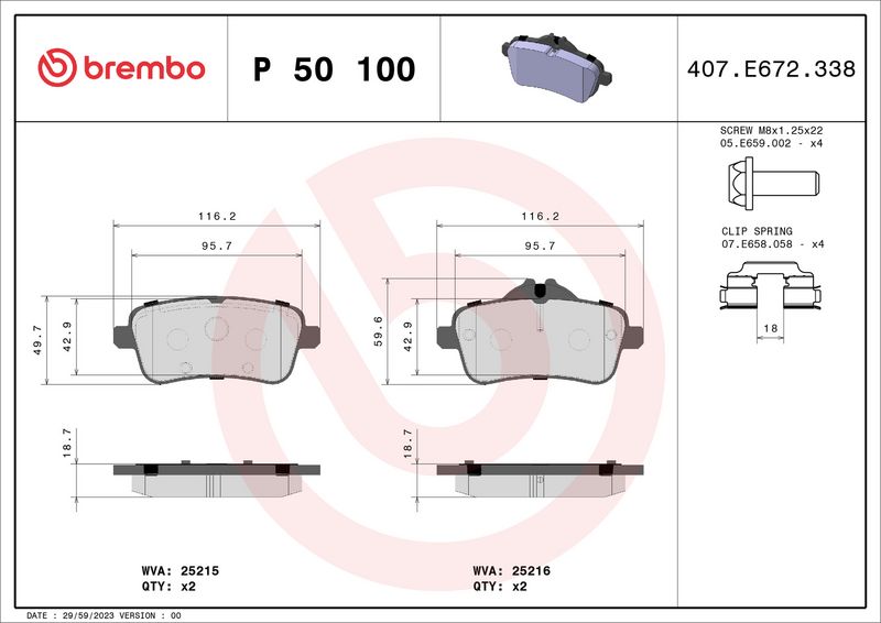 Brembo P50100 Brake Pad Set, disc brake - 1