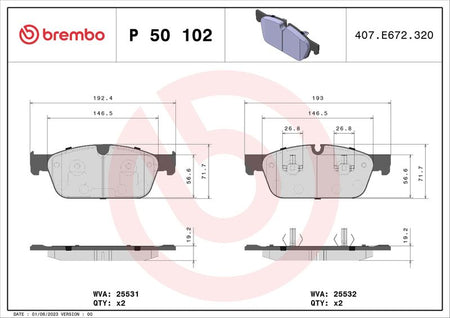Brembo P50102 Brake Pad Set, disc brake - 1