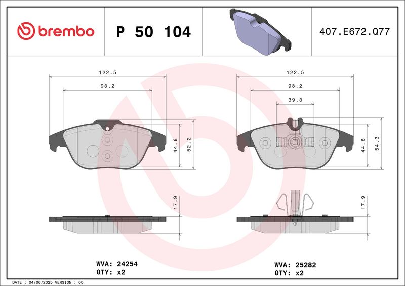 Brembo P50104 Brake Pad Set, disc brake - 1