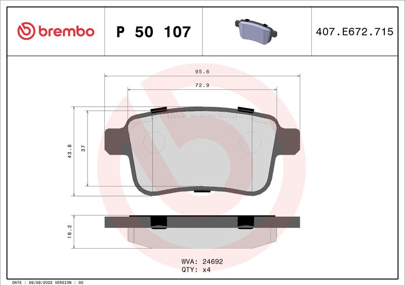 Brembo P50107 Brake Pad Set, disc brake - 1