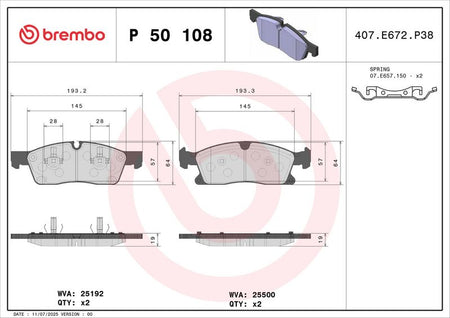 Brembo P50108 Brake Pad Set, disc brake - 2