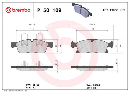 Brembo P50109 Brake Pad Set, disc brake - 1