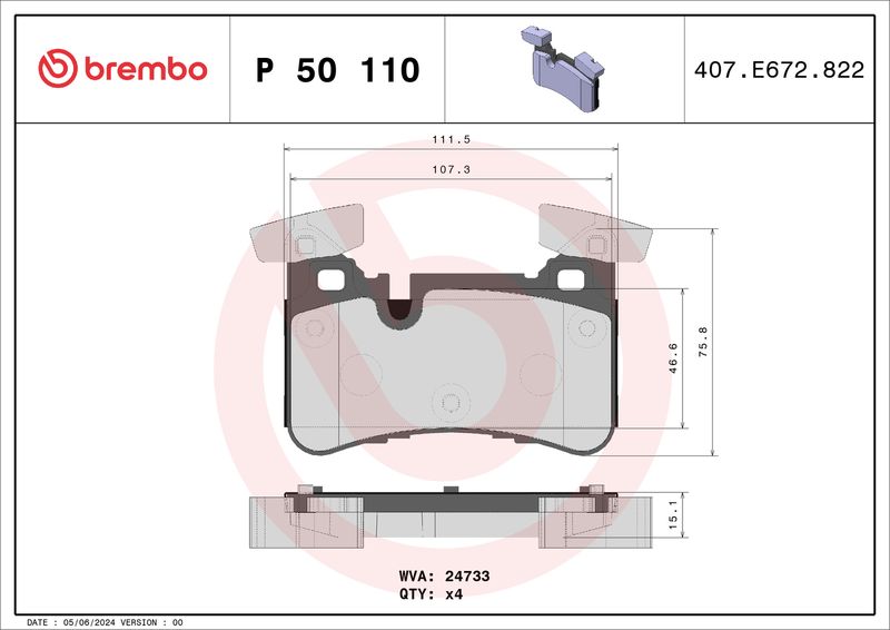 Brembo P50110 Brake Pad Set, disc brake - 1