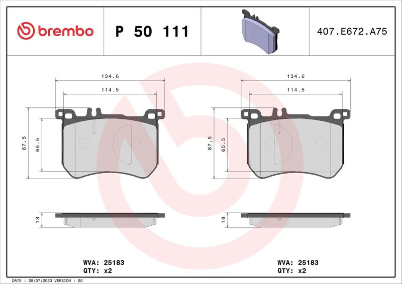Brembo P50111 Brake Pad Set, disc brake - 1