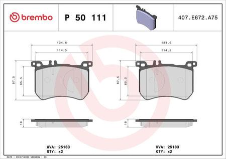 Brembo P50111 Brake Pad Set, disc brake - 1