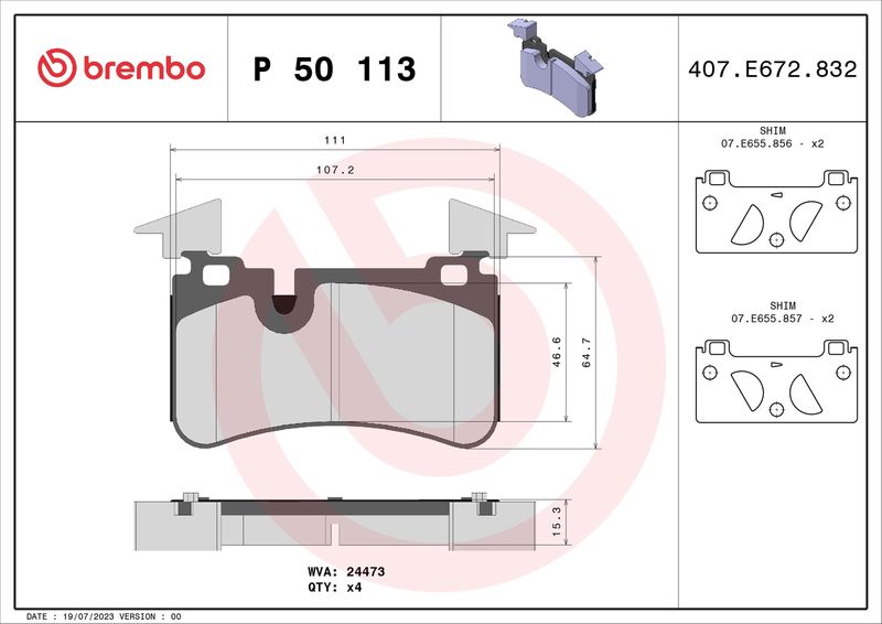 Brembo P50113 Brake Pad Set, disc brake - 1