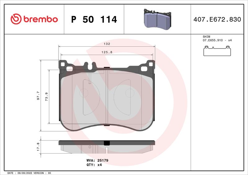 Brembo P50114 Brake Pad Set, disc brake - 1