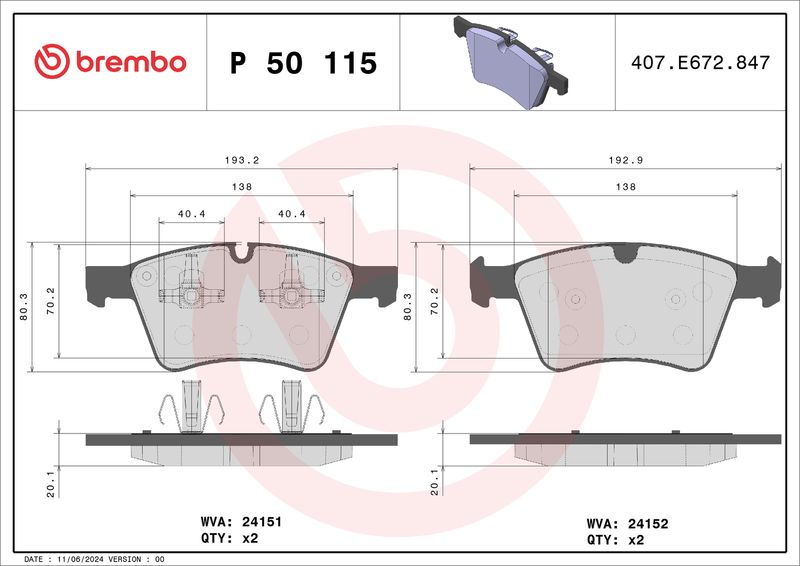 Brembo P50115 Brake Pad Set, disc brake - 1