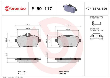 Brembo P50117 Brake Pad Set, disc brake - 1
