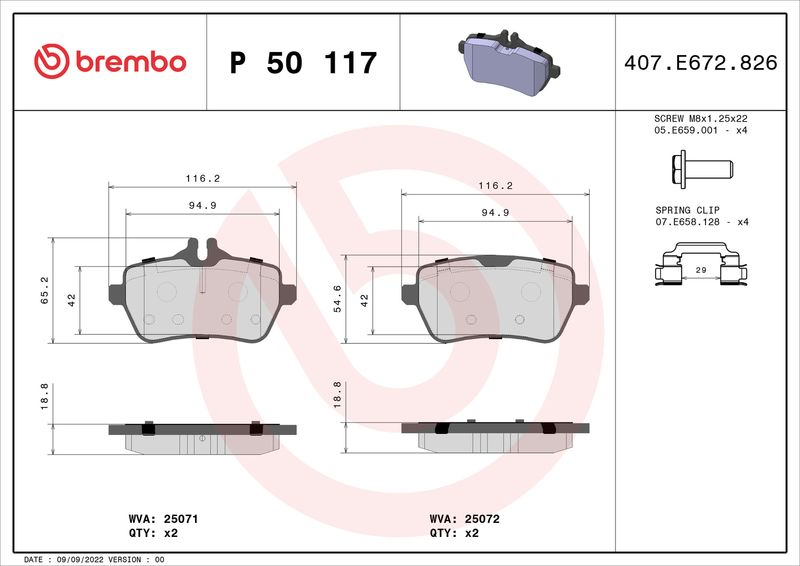 Brembo P50117 Brake Pad Set, disc brake - 1