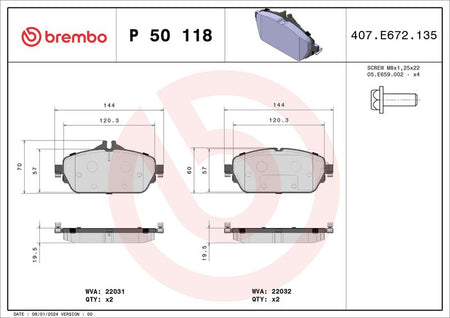 Brembo P50118 Brake Pad Set, disc brake - 1