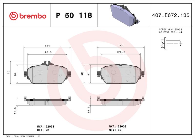 Brembo P50118 Brake Pad Set, disc brake - 1