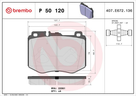 Brembo P50120 Brake Pad Set, disc brake - 2