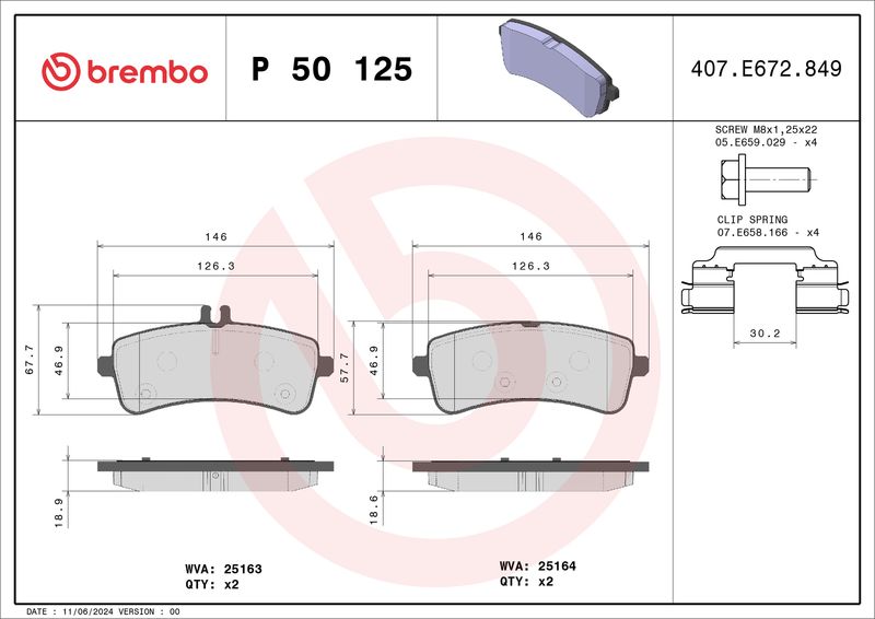 Brembo P50125 Brake Pad Set, disc brake - 1