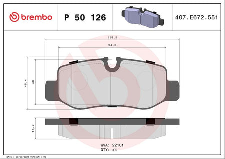 Brembo P50126 Brake Pad Set, disc brake - 1