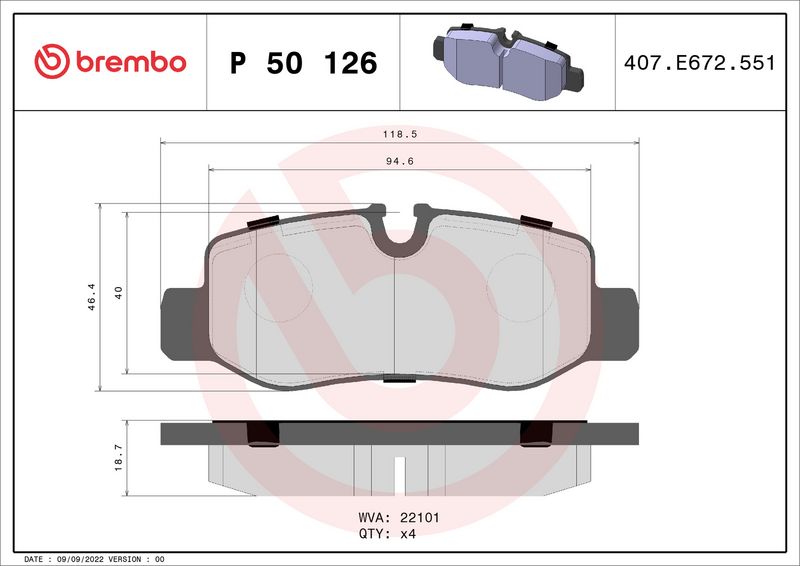 Brembo P50126 Brake Pad Set, disc brake - 1