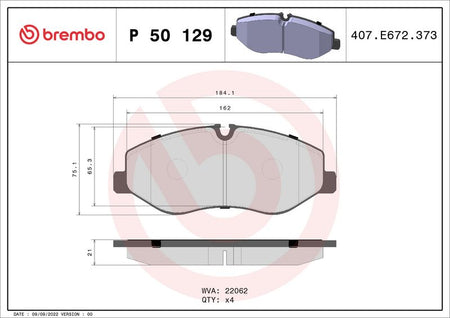 Brembo P50129 Brake Pad Set, disc brake - 1