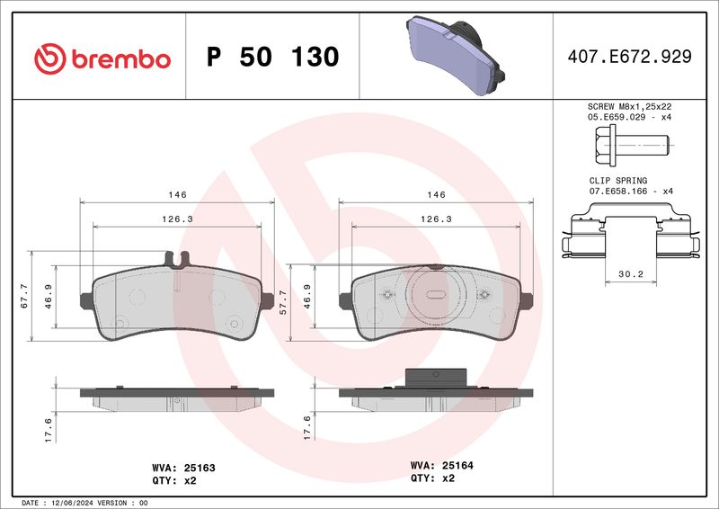 Brembo P50130 Brake Pad Set, disc brake - 1