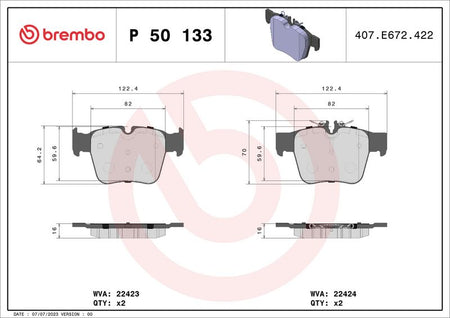 Brembo P50133 Brake Pad Set, disc brake - 1