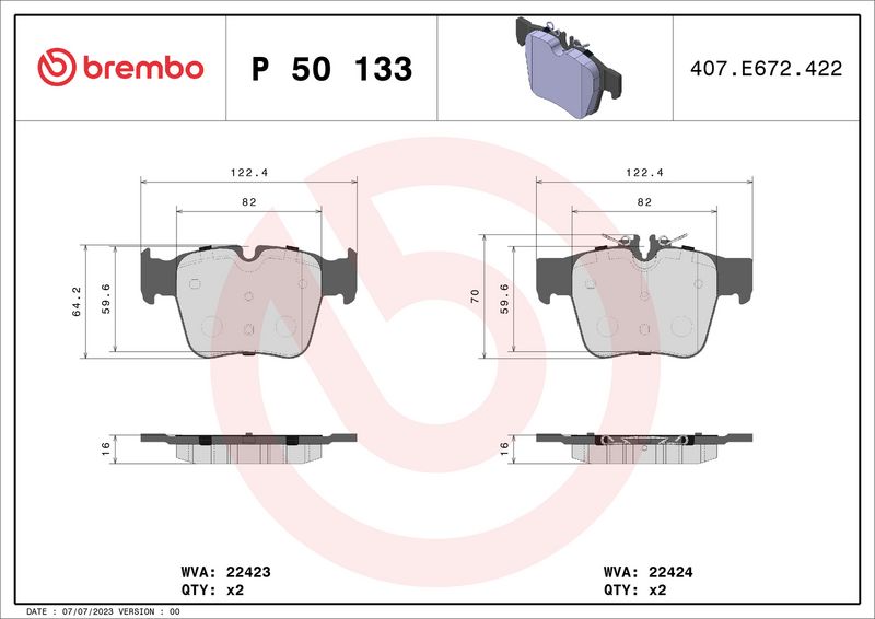 Brembo P50133 Brake Pad Set, disc brake - 1