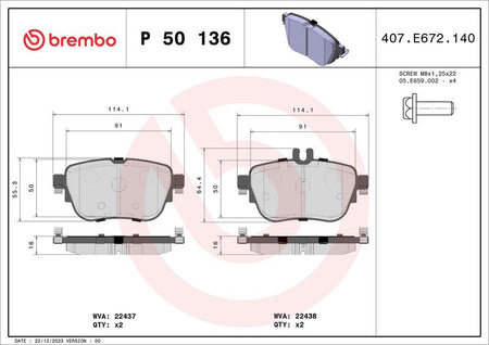 Brembo P50136 Brake Pad Set, disc brake - 1