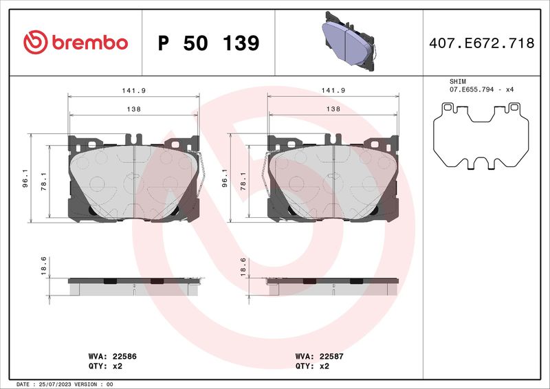 Brembo P50139 Brake Pad Set, disc brake - 1