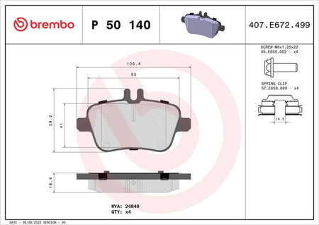 Brembo P50140 Brake Pad Set, disc brake - 1