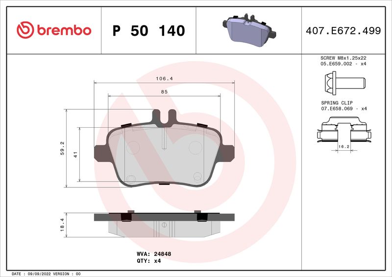 Brembo P50140 Brake Pad Set, disc brake - 1