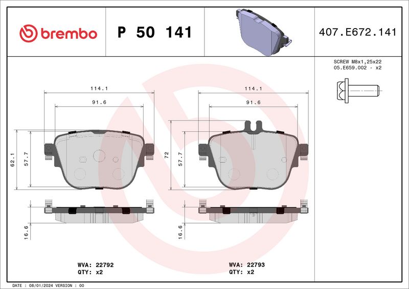 Brembo P50141 Brake Pad Set, disc brake - 1