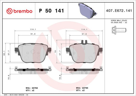 Brembo P50141 Brake Pad Set, disc brake - 1