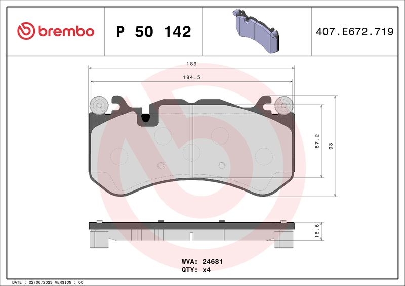 Brembo P50142 Brake Pad Set, disc brake - 1