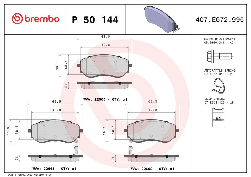 Brembo P50144 Brake Pad Set, disc brake - 1
