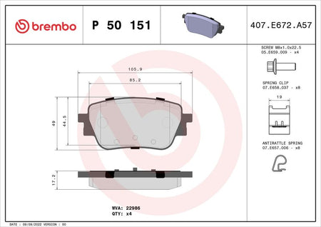 Brembo P50151 Brake Pad Set, disc brake - 1
