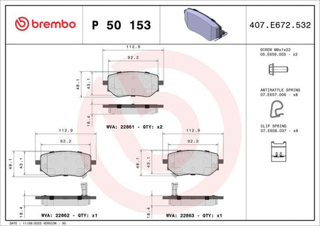 Brembo P50153 Brake Pad Set, disc brake - 1