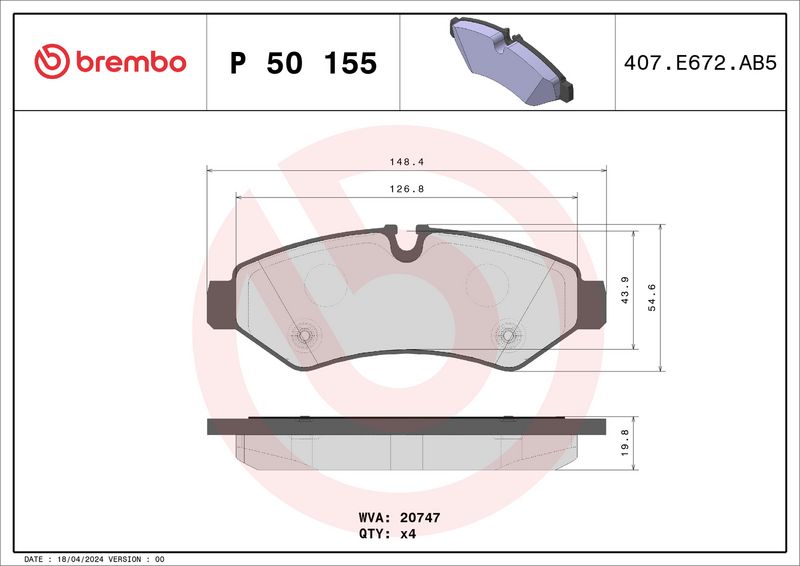 Brembo P50155 Brake Pad Set, disc brake - 1