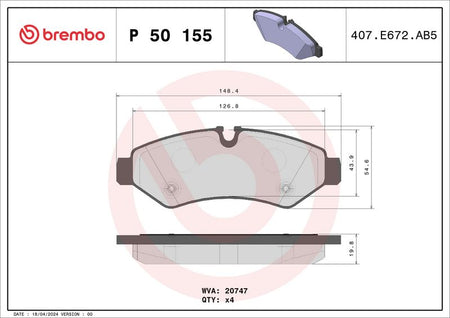 Brembo P50155 Brake Pad Set, disc brake - 1