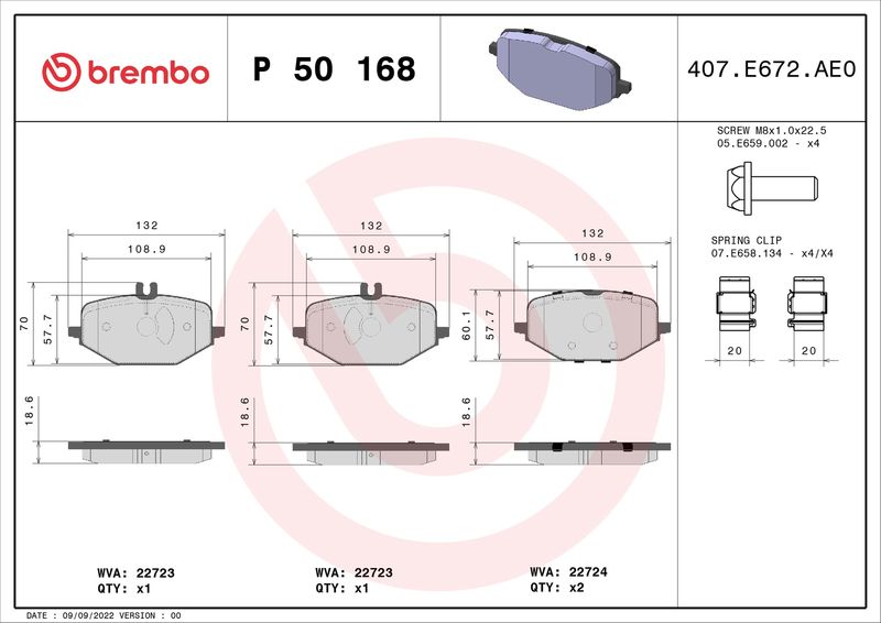 Brembo P50168 Brake Pad Set, disc brake - 1