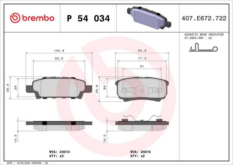 Brembo P54034 Brake Pad Set, disc brake - 1